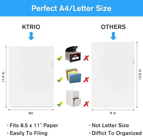 Image of Pack of 40 L-Type Transparent A4 Size Document Sleeve Project Document Holder Plastic Folder for Document Paper Certificate - 40 Pieces for Multipurpose Use