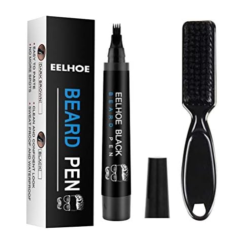Yusat Beard Pen, 2 in 1 Beard Filling Pen Kit,Beard Styling Pencil Filler and Beard Brush,Beard Styling Tool Beard Accessories for Men - Long Lasting Coverage/Natural Finish Beard/Water Proof Cover