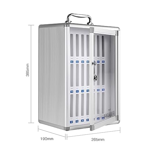 Armadietto porta cellulari in lega di alluminio - Cassetta di sicurezza con 36 scomparti e maniglia per scuole e aule - Organizzatore per dispositivi mobili, soluzione di archiviazione sicura (-B)