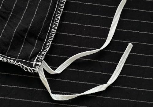 Image of PinkMemory Black Striped Duvet Cover Queen White Pinstripe Duvet Cover Bedding Set 100% Washed Cotton Stripes Patterned 3pcs Retro Striped Bedding with Zipper Closure Corner Ties,Soft Breathable