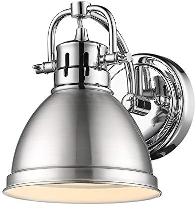 Golden Lighting 3602-BA1 CH-PW Duncan Bath Vanity, 8.25"L x 6.5"W x 8.5"H, Chrome with a Pewter Shade