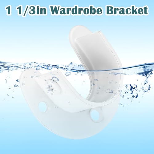 2 Packungen Edelstahl-Endstützen für Kleiderstangen, 34 mm weiß Durchmesser Robuste Kleiderstangenbuchsen Öffnungsflansch Stangenhalter U-förmige Kleiderschrankhalterung mit Schrauben für Kl