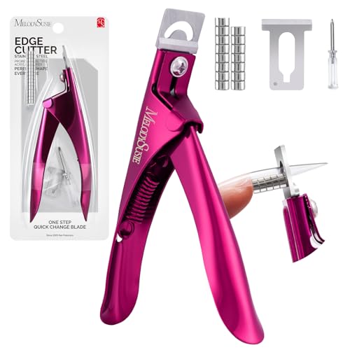 MelodySusie Acrylic Nail Clippers with 15pcs Magnet Sizers, Professional Nail Clippers Cutters for Long Acrylic Gel Nails Tips, Adjustable Stainless Nail Trimmer, Manicure Tool for Salon Home, Plum