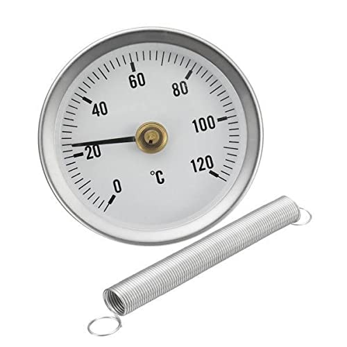 CALANDIS Clip-on Pipe Thermometer Temperature Gauge | 63mm Aluminium Case for HVAC Heating Hot Water | Spring Attached Water Temperature Meter-picture-28