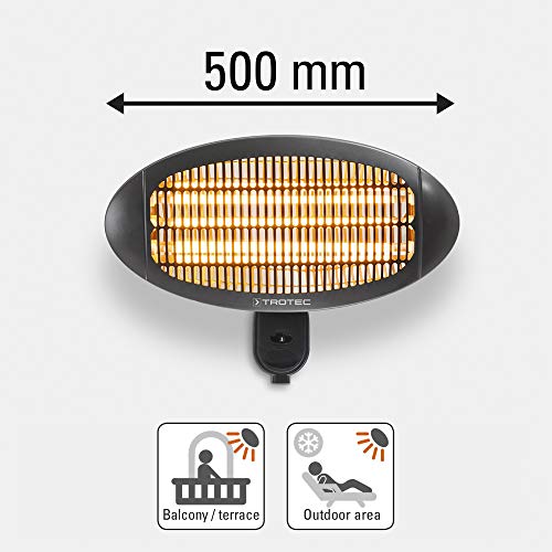 TROTEC Terassenheizstrahler Infrarot IR 2000 S- Heizleistung 650 W/ 1300 W/ 2000 W- Standgerät, Wandmontage, energieeffizient, IP34-3