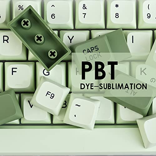 Image of Matcha Keycaps PBT 122-Key Green Gaming Keycap Set XDA Profile Keycaps Dye-Sub ANSI Layout for MX Keyboard(Matcha English)