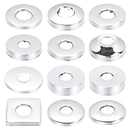 2 peças Ø 26 mm (3/4") embelezador torneira chuveiro, roseta de aço inoxidável, tampa de tubo, embelezador radiador, roseta para torneira de chuveiro, radiadores, torneiras etc (prata, 80 x 20)