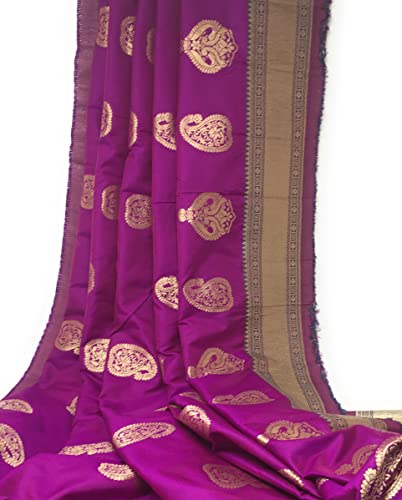 Image of Women Blouse Piece Material Soft Banarasi Brocade Magenta Colour, 1 Meter (Brocade 250 Magenta 2)