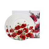 DUO Flowers Classic Dessertteller 2er Set CLASSIC POPPIES aus New Bone China Porzellan