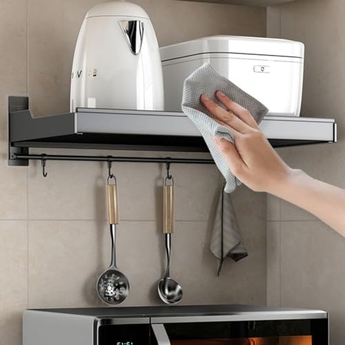 Étagère murale inox 60 cm pour micro-ondes, support cuisine durable - 6
