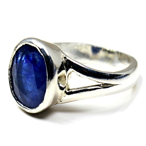 Bague saphir bleu véritable 3 carats argent 925, pierre de naissance septembre