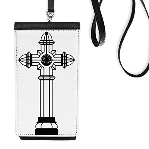 Porte-monnaie en cuir synthétique noir Église Sainte-Croix motif art design