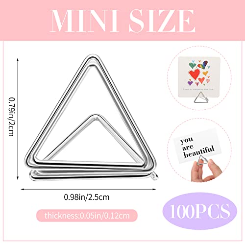 Image of Epakh 100 Pcs Place Card Holder for Table Card Holders for Wedding Triangle Shape Table Number Picture Clips Stand for Centerpiece Anniversary Party (Silver)