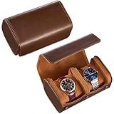 ProCase Watch Travel Case, 2 Slots PU Leather Watch Roll Box for Men, Portable Watch Holder Organizer, Gifts Ideas -Brown