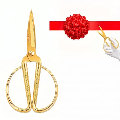 Single Person Ribbon Cutting Kit Gold Scissors Red Ribbon Flower Ball