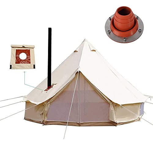 Playdo 4-Season Waterproof Cotton Canvas Bell Tent Large Glamping Wall Tent With Stove Jack Hole And Power Cable Inlet #TOP2