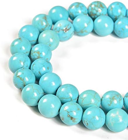 Nancybeads 45pcs 8mm Natural Stabilized Blue Turquoise Gemstone Round Spacer Loose Stone Beads for Jewelry Making 15.5 inches 1 Strand (Stabilized Blue Turquoise, 8mm 45Beads)