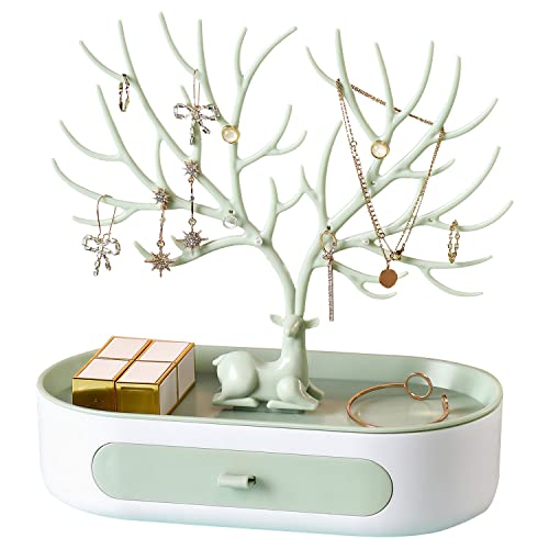 Geweih Schmuckständer,Halskette Aufbewahrung,Schmuckhalter mit Schubladen,Ohrringhalter,Armbandständer,Schmuckbaum,Kettenständer Baum,Ohrringständer,Schmuckablage,Ideale Weihnachts Geschenk für Damen Cover