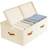 DIMJ Storage Bins with Lids - 57 Quart Linen Closet Organizers and Storage Bins for Shelves Foldable Storage Cubes Storage Boxes for...