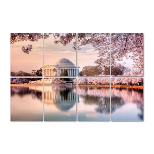8 Pack Paneles Acústicos Decorativos Autoblocantes Jefferson Memorial Cherry Blossom Festival 48"x32" para Oficina Hogar Estudio miniatura 1