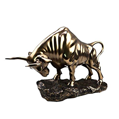 ANWUYANG 1pcs Lucky Bull Sculpture Animal d'animal Ornements, Statue De Vache en Résine Artisanat, Vintage Chinois Zodiac Figurines Ox Figurines Accessoires pour La Maison/Boutique/Bureau