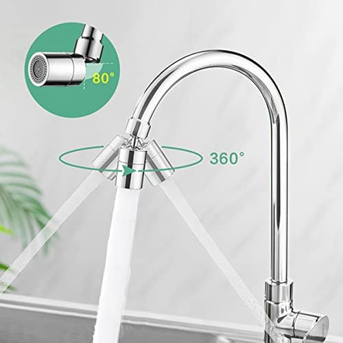 Flybath Kitchen Sink Faucet Aerator Bathroom Basin Sprayer Dual-Function 2-Flow Faucet Tap Attachment Extended Splash Proof 360° Swivel Water Bubbler Nozzle Filter, Brass Polished Chrome