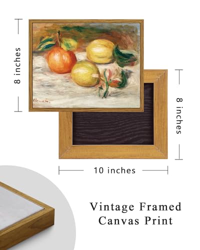 Image of ARPEOTCY Framed Canvas Lemons Wall Art, Vintage Still Life Art Home Decor, Classical Farmhouse Orange Fruit Oil Painting Wall Decor for Kitchen, Dining Shelf Decorations, 8x10 inch