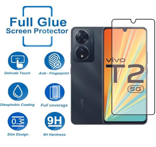 Image of 100FIT Tempered Glass Screen Protector Compatible For Vivo T2 5G With Edge To Edge Coverage And Easy Installation Kit