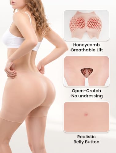 Image of Silicone Hip & Butt Enhancer Padded Shapewear Shorts | Open-Crotch, Honeycomb Padding, 3 Hip Sizes, Elastic, Ideal for Flat Butt,Cosplay,Crossdresser,Drag Queen,Transgender