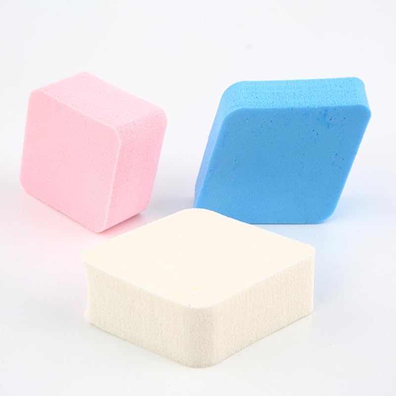 WOONEKY Four-Color Diamond Makeup Sponge Powder Puff Set 4 Large Natural Soft Cosmetic Blenders for Face Foundation Concealer Blusher