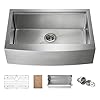 KIBI K1-SF33T Single Bowl Stainless Steel Farmhouse Kitchen Workstation Sink Apron Front 33 inch with Bottom Grid, Strainer, Solid Oak Cutting Board and Colander | 10" Deep Bowl | 3.5" Drain Opening KIBI K1-SF33T Single Bowl Stainless Steel Farmhouse Kitchen Workstation Sink Apron Front 33 inch with Bottom Grid, Strainer, Solid Oak Cutting Board and Colander | 10" Deep Bowl | 3.5" Drain Opening