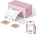 MUNBYN Bluetooth Thermal Shipping Label Printer, 130B Wireless 4x6 Label Printer for Small Business Office, Compatible with iPhone, Android, iPad, Windows, macOS, Canada Post, UPS, Purolator (Pink)