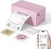 MUNBYN Shipping Label Printer Bluetooth, Postage Thermal Label Printer 4x6 for Business, Compatible with Etsy, Shopify, eBay, Amazon, Royal Mail, DHL, DPD, Evri, with 25 Labels, 130B, Pink