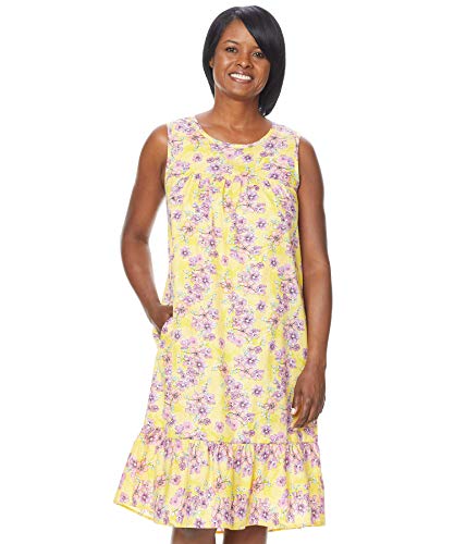 AmeriMark Womens Breezy Casual Sundress Beach Coverup Sleeveless with Side Pocket Yellow SP