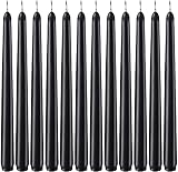 Allgreen Unscented Taper Candles,Premium Quality,Drip-Less & Smokeless,Hand-Dipped Dinner Candles for Wedding, Holiday,Home Decor- Set of 12 (Black)