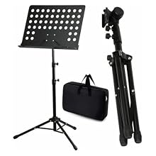 HEIGHT ADJUSTABLE FOR ALL AGES: ATEK metal music stand foldable music stands for sheet music stand adjusts smoothly from 50 to 150 cm, perfect for both seated and standing performers, making it suitable for musicians of all ages. STURDY AND STABLE TR...