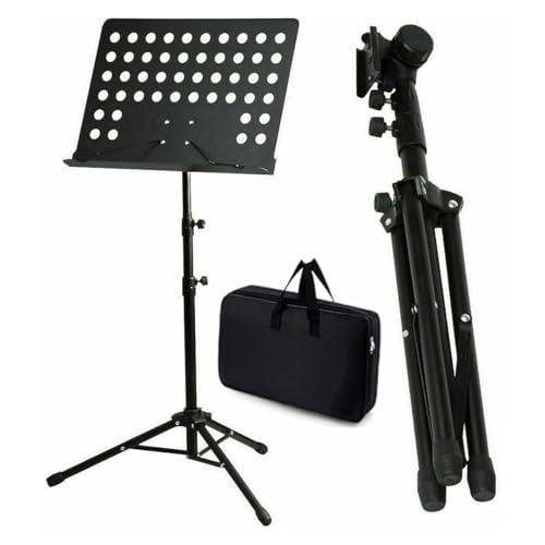 Image of Metal Music Stand for Sheet Music Stand - Heavy Duty Fully Height Adjustable Foldable Orchestral Conductor Stand with Tripod Base Retractable 50-150cm for Projector Laptop Music Notes Book score Stand