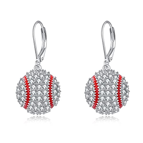 YFN Sports Jewelry Earrings 925 Sterling Silver Baseball Softball Basketball Rugby Football Tennis Volleyball Earrings for Women and Sports Fans Gifts
