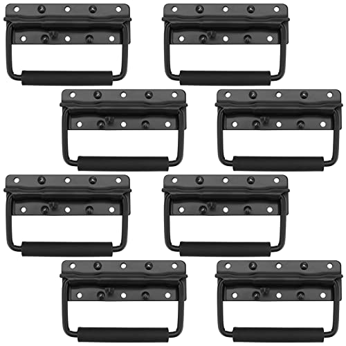 Sehoi 8 Pack 124Mm Spring Loaded Case Handle, Folding Pull Handle, Surface Mount Chest Handles With Rubber Grip, Heavy Duty Chest Handle For Flight Case, Speaker cover