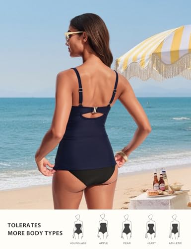 Hanna Nikole Damen Streifen Tankini Oberteil Abnehmbares Brustpolster Brustknoten Abnehmen Sommer Swim Top Nur Oberteil