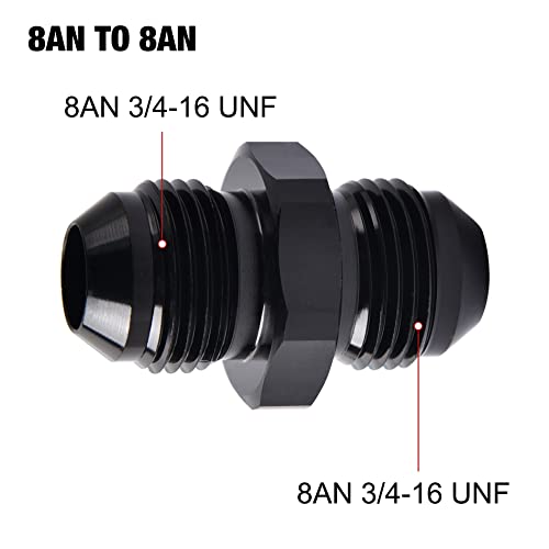 Image of EVIL ENERGY 8AN Male to 8AN Male Flare Coupler Union Straight Fuel Hose Adapter Fitting Black 2PCS