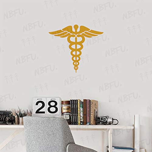 Nbfu Decals Medical Symbol Caduceus Nurse Medical 2 (Metallic Gold) (Set Of 2) Premium Waterproof Vinyl Decal Stickers Laptop Phone Accessory Helmet Car Window Bumper Mug Tuber Cup Door Wall #TOP4