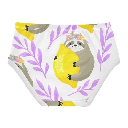 Toddler Underwear Custom 2t Cotton Cute Panties Girl Cartoon Undies Kids Briefs Cute Sloths Flower Yellow Lemons2