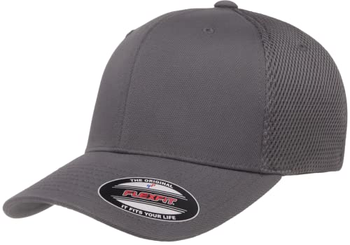 The Hat Pros Flexfit 6533 Ultrafibre & Airmesh Lightweight Stretch-Fitted Cap (Dark Grey, L/XL)