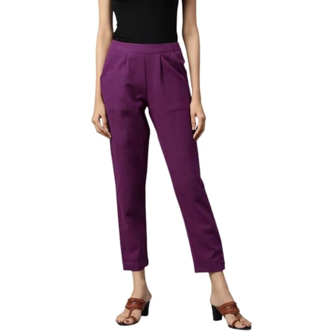 DIGITAL SHOPEE Women’s Regular Fit Casual Pants – Purple