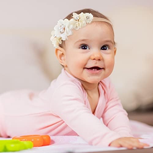 Lusofie 3Pcs Baby Flower Headband Floral Infant Elastic Hair Band Bows Wraps for Newborn Toddler Hair Accessories