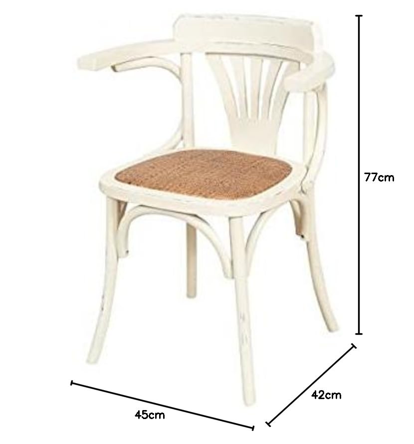 Biscottini Esszimmerstühle Holz landhausstil möbel 77x42x45 cm - Küchenstühle Holz - Rattanstühle esszimmermöbel Vintage - Bistrot Rattan Stuhl - Retro küchenmöbel - Esstisch stühle