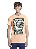 Rundhals TOM TAILOR Denim Herren Logo T-Shirt, 21597-papaya neon orange, XS