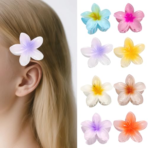 Voarge 8 horquillas para el pelo con flores, bonitas pinzas de acrílico para el pelo para mujeres, pinzas grandes para cabello grueso, agarre fuerte, pinza antideslizante para fijar el cabello