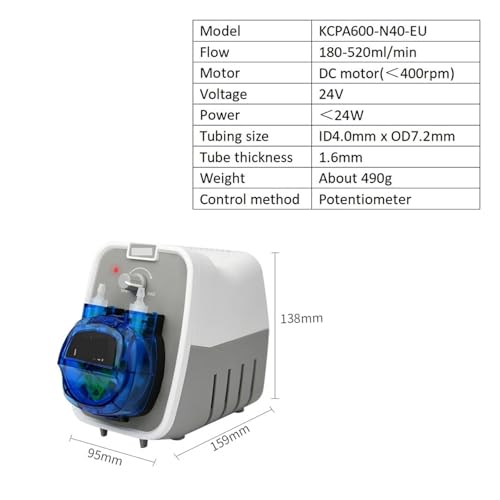 Pompe péristaltique KCPA600 24V avec débit réglable 520 ml/min